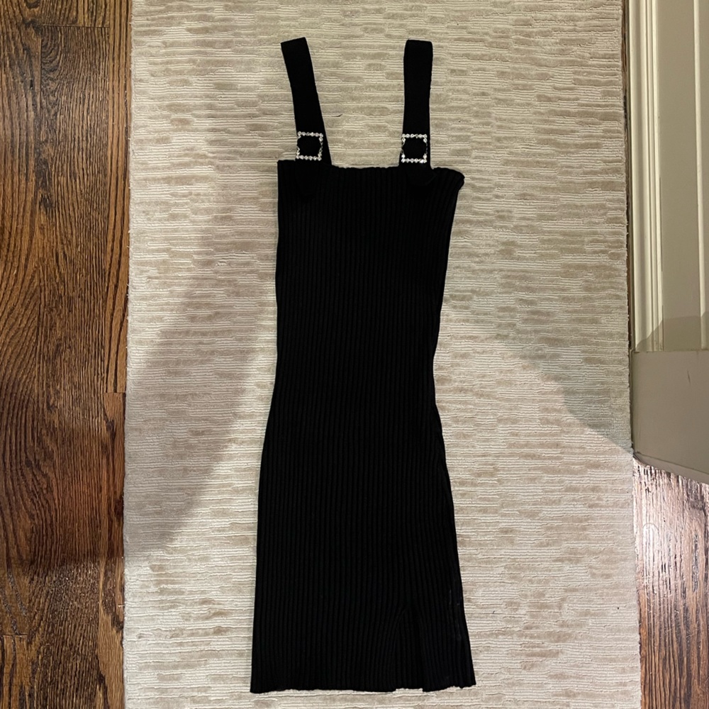 For Love and Lemons little black dress with silver buckles!